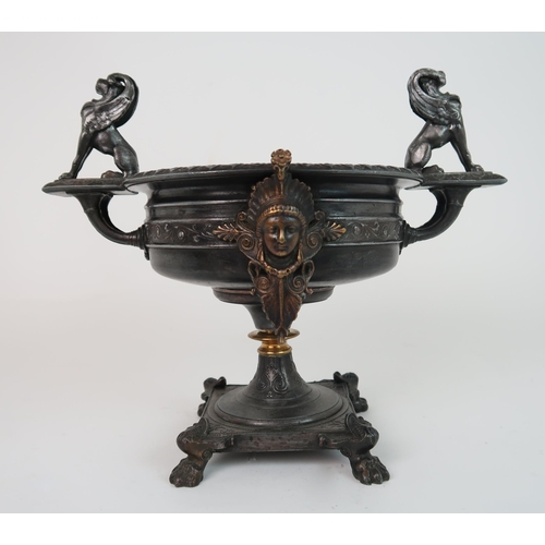 223 - A PAIR OF CLASSICAL STYLE PATINATED CANDLESTICKS