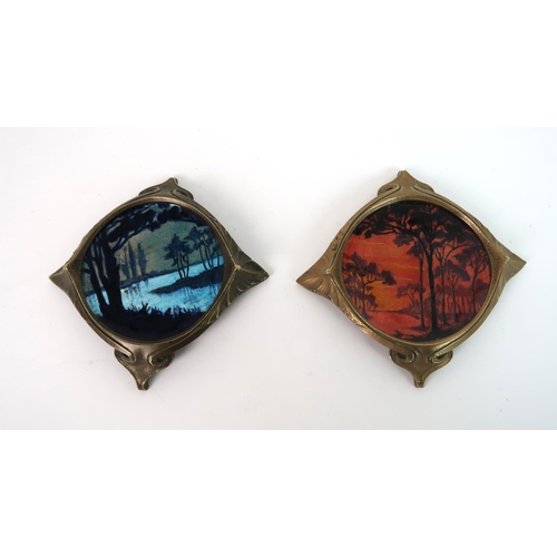 240 - A PAIR OF ENAMEL ON COPPER DISHES