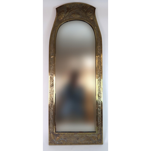 242 - A SCOTTISH ARTS AND CRAFTS BRASS FRAMED MIRROR