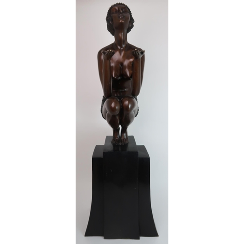 245 - A LARGE ART DECO STYLE BRONZED METAL FIGURE