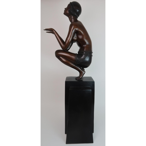 245 - A LARGE ART DECO STYLE BRONZED METAL FIGURE