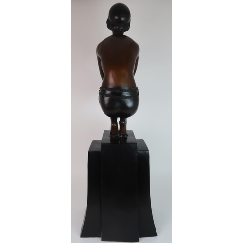 245 - A LARGE ART DECO STYLE BRONZED METAL FIGURE