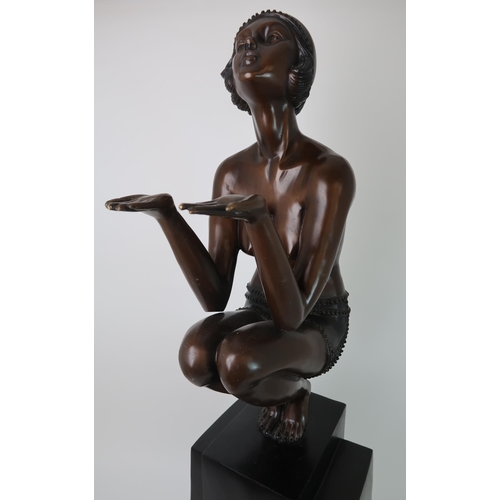 245 - A LARGE ART DECO STYLE BRONZED METAL FIGURE