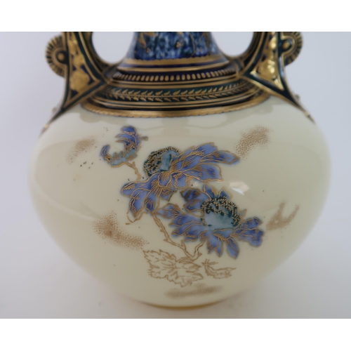 252 - A ROYAL CROWN DERBY PORCELAIN TWO HANDLED VASE