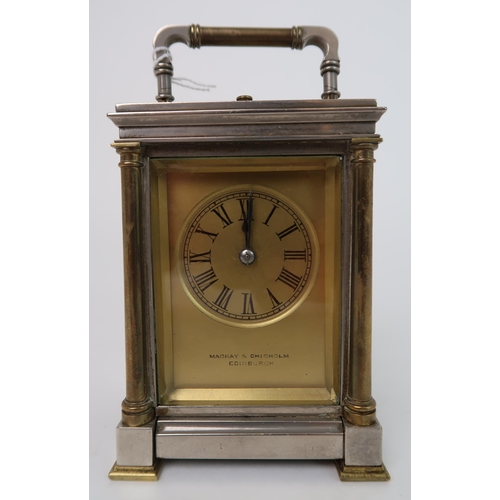 257 - A SILVER PLATE AND BRASS REPEATER CARRIAGE CLOCK