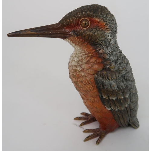 258 - AN EARLY 20TH CENTURY COLD PAINTED BRONZE OF A KINGFISHER