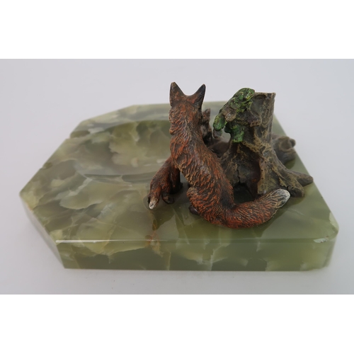 259 - A COLD PAINTED BRONZE GROUP OF A FOX AND CUBS