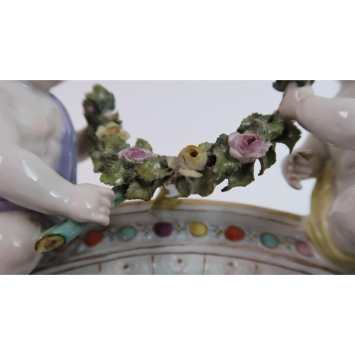 263 - A CONTINENTAL MEISSEN STYLE OVAL DRESSING TABLE MIRROR