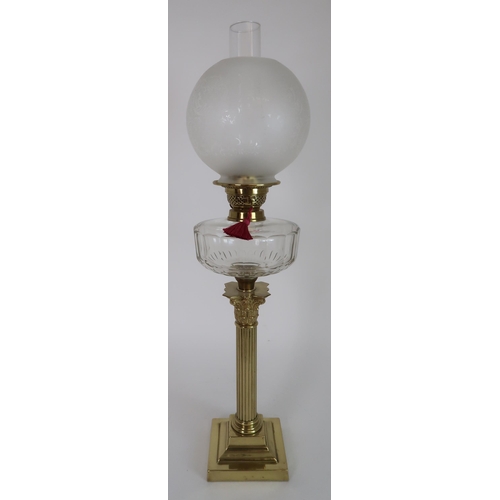 266 - A BRASS COLUMN OIL LAMP