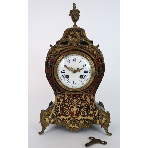 270 - A LATE 19TH CENTURY FRENCH BOULLE FRONTED MANTEL CLOCK