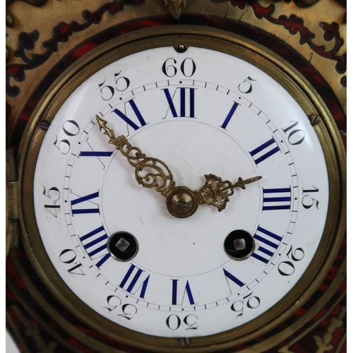 270 - A LATE 19TH CENTURY FRENCH BOULLE FRONTED MANTEL CLOCK