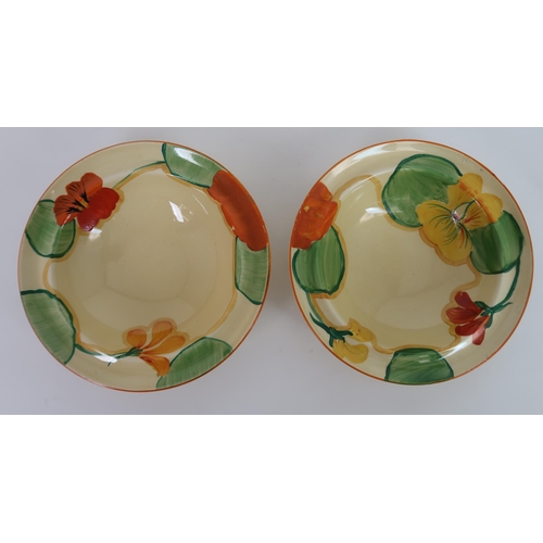 275 - A CLARICE CLIFF BIZARRE NASTURTIUM DESSERT SET