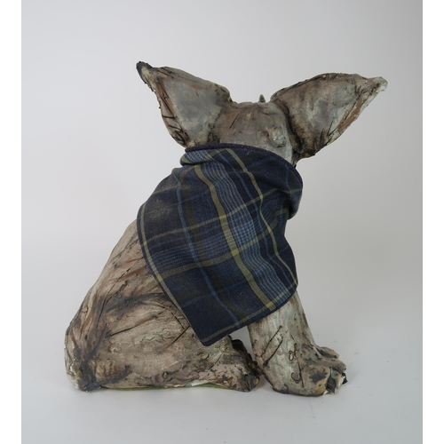 290 - OLIVIA BROWN - A CERAMIC SCULPTURE OF A TERRIER CROSS