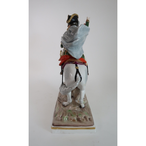 296 - A SITZENDORF FIGURE OF NAPOLEON CROSSING THE ALPS