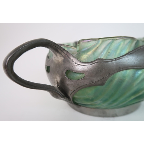 320 - AN ART NOUVEAU KRALIC IRIDESCENT GREEN GLASS BOWL