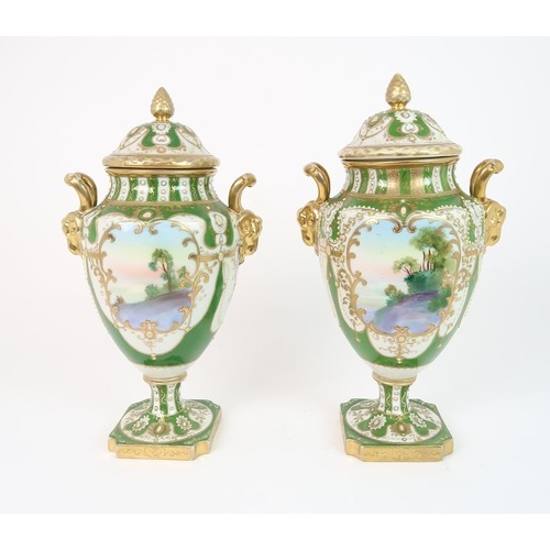 330 - A PAIR OF NORITAKE URNS AND COVERS