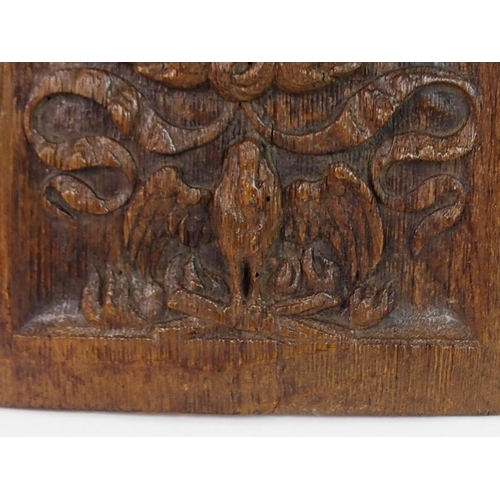 377 - A PAIR OF CARVED OAK ROMANYE PANELS