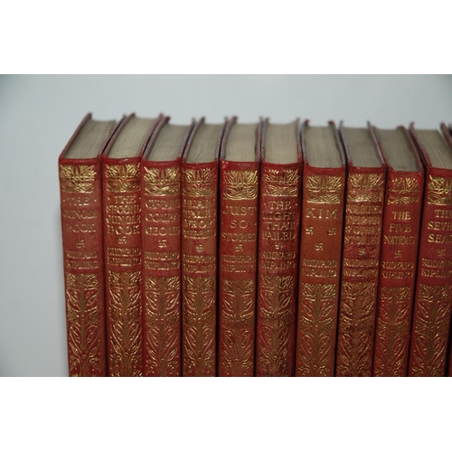 416 - RUDYARD KIPLING  A SET OF TWELVE SOFT RED LEATHER AND GILT-TOOLED