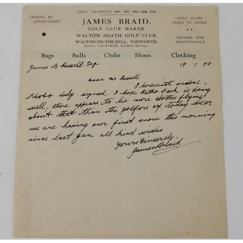 438 - TWO HAND-WRITTEN AND SIGNED LETTERS BY JAMES BRAID