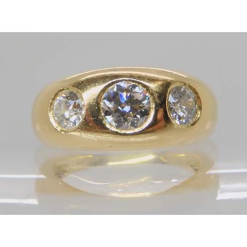 508 - AN 18CT GOLD THREE STONE GYPSY RING