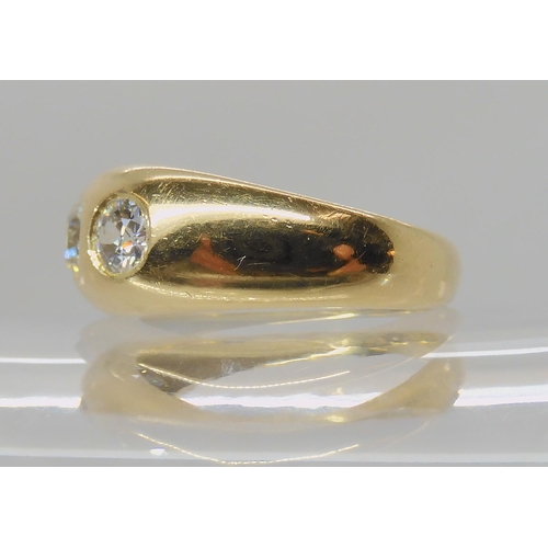 508 - AN 18CT GOLD THREE STONE GYPSY RING