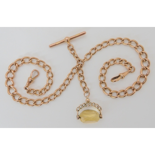 530 - A 9CT ROSE GOLD FOB CHAIN