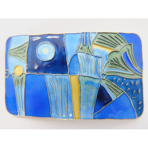 544 - A DAVID ANDERSEN SILVER AND ENAMEL BROOCH 'SPRING' COLOURWAY