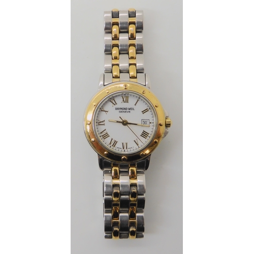 667 - A STAINLESS STEEL AND GOLD TONE RAYMOND WEIL WRISTWATCH