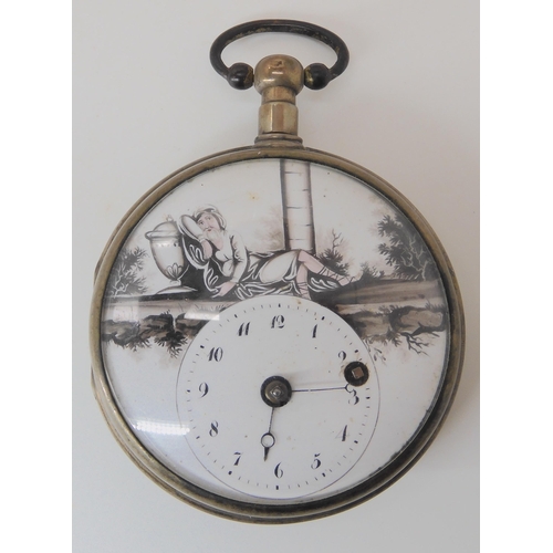 669 - A WHITE METAL CASED POCKET WATCH