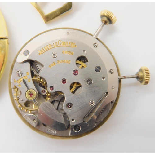 675 - A GOLD PLATED METAL JAEGER LE COULTRE POCKET WATCH WITH ALARM