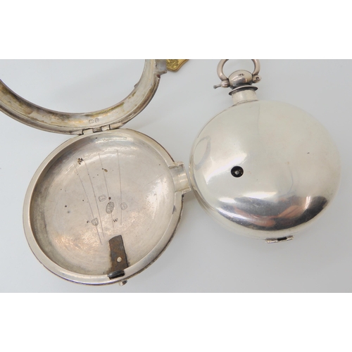 686 - A SILVER CASED MASONIC PAIR CASED POCKET WATCH