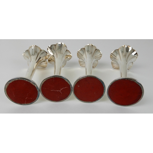 695 - A CASED SET OF FOUR SILVER FLOWER FLUTES