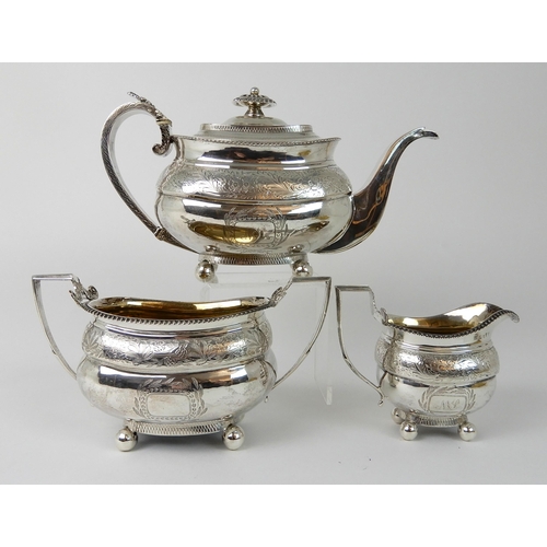 700 - A PROVINCIAL SILVER THREE-PIECE TEA SERVICE