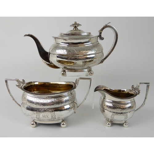 700 - A PROVINCIAL SILVER THREE-PIECE TEA SERVICE