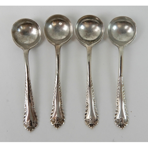 701 - A CASED SET OF FOUR SILVER SALTS WITH SERVERS