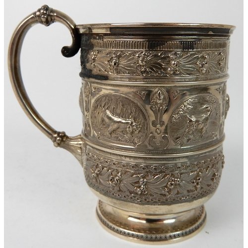 716 - A SILVER CHRISTENING MUG