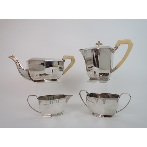 744 - A MATCHED FOUR PIECE SILVER TEA SERVICE