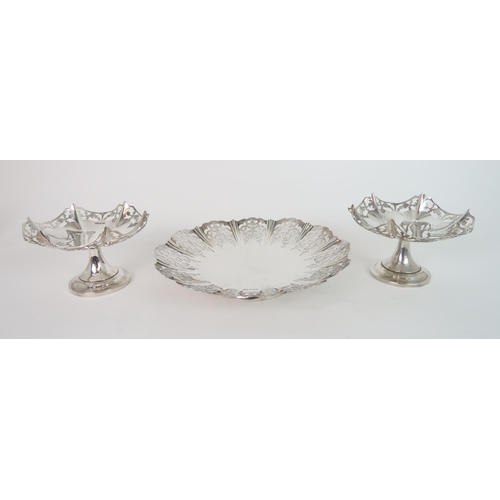 749 - A PAIR OF SILVER PEDESTAL BON BON DISHES