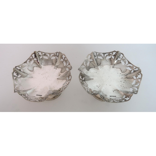 749 - A PAIR OF SILVER PEDESTAL BON BON DISHES