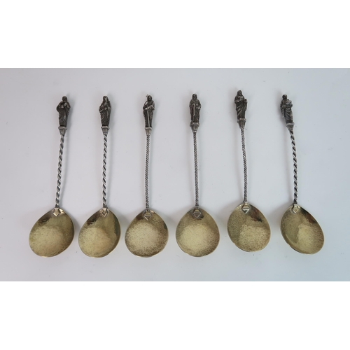 753 - A CASED SET OF VICTORIAN SILVER APOSTLE FRUIT SPOONS