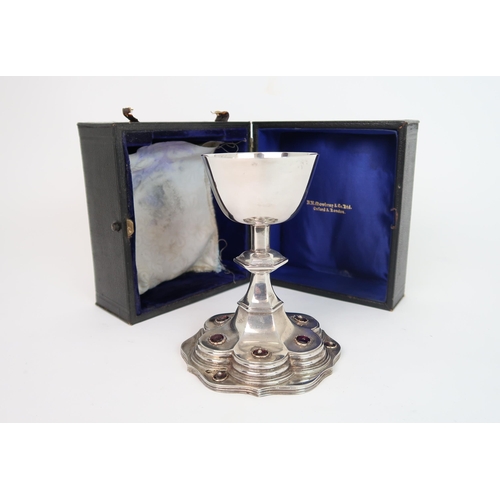 755 - A CASED SILVER COMMUNION CUP