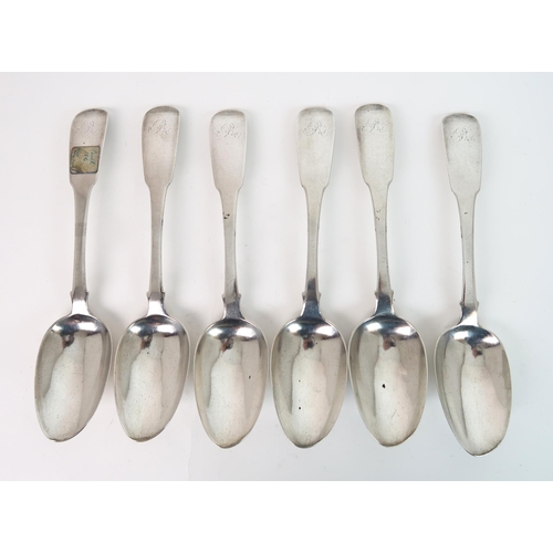 758 - A SET OF SIX PERTH SILVER FIDDLE PATTERN TABLE SPOONS