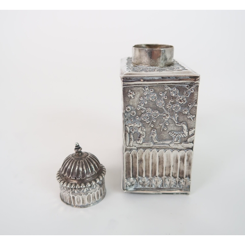 759 - A CONTINENTAL SILVER TEA CADDY AND COVER