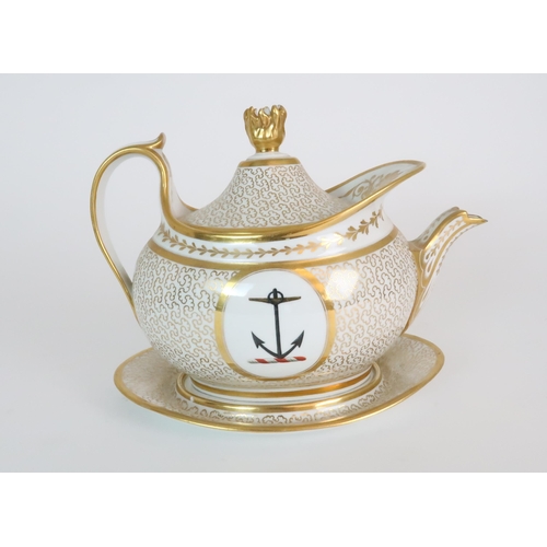 271 - AN EARLY 19TH CENTURY BARR FLIGHT & BARR OVAL TEAPOT  COVER AND MATCHING STAND