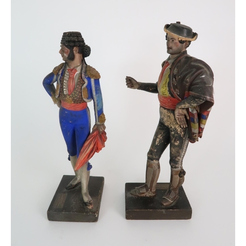 272 - JOSE CUBERO  MALAGA - A PAIR OF MID 19TH CENTURY COLD PAINTED TERRACOTTA FIGURES