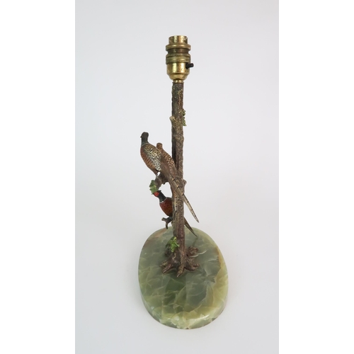 277 - A COLD PAINTED CAST BRONZE PHEASANT LAMP