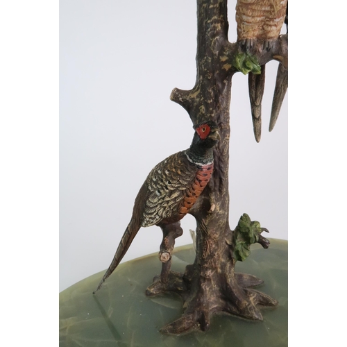 277 - A COLD PAINTED CAST BRONZE PHEASANT LAMP