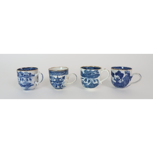 305 - *WITHDRAWN* A COLLECTION OF 19TH CENTURY ENGLISH BLUE AND GILT DECORATED TEA AND COFFEE WARES