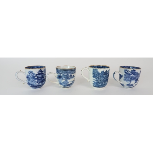 305 - *WITHDRAWN* A COLLECTION OF 19TH CENTURY ENGLISH BLUE AND GILT DECORATED TEA AND COFFEE WARES