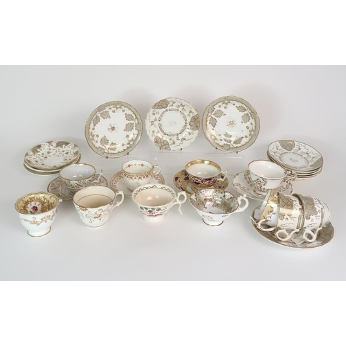 308 - THREE CAPODIMONTE CUPS AND SAUCERS